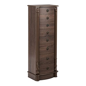 costway mdf board jewelry cabinet with 7 drawers and mirror in walnut