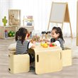 Costway 3-piece Contemporary Birch Wood Kids Table & Chair Set in Natural