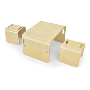 Costway 3-piece Contemporary Birch Wood Kids Table & Chair Set in Natural