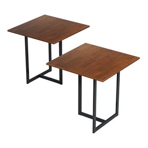 Costway 60&quot Rectangular Wood Console Dining Table with Metal Frame in Brown