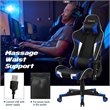 Costway Sponge and Metal Swivel Massage Gaming Chair with Lumbar Support in Blue