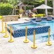 Costway Plastic Stanchions with 5 C-Hooks Chains in Yellow (Set of 6)