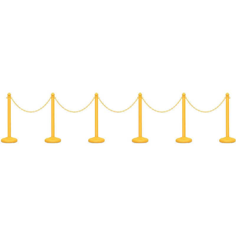 Costway Plastic Stanchions with 5 C-Hooks Chains in Yellow (Set of 6)