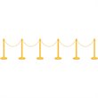 Costway Plastic Stanchions with 5 C-Hooks Chains in Yellow (Set of 6)