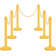 Costway Plastic Stanchions with 5 C-Hooks Chains in Yellow (Set of 6)