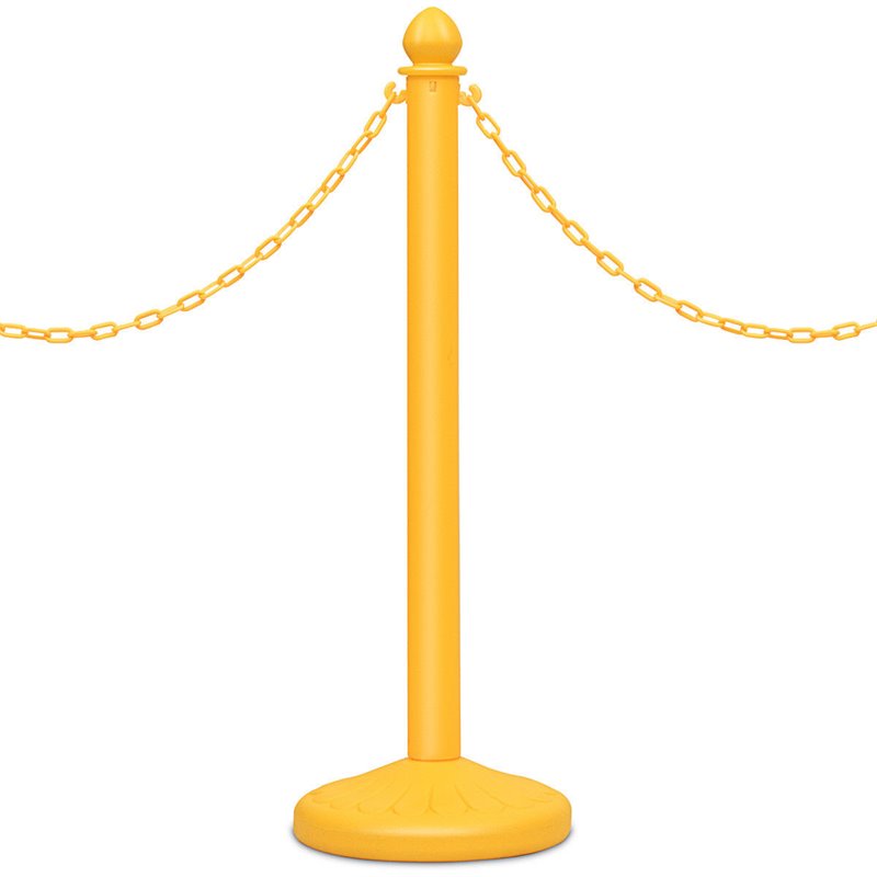 Costway Plastic Stanchions with 5 C-Hooks Chains in Yellow (Set of 6)