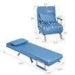 Costway Metal and Sponge 5-Position Folding Sleeper Bed with Pillow Blue