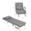 Costway Metal and Sponge 5-Position Folding Sleeper Bed with Pillow Gray