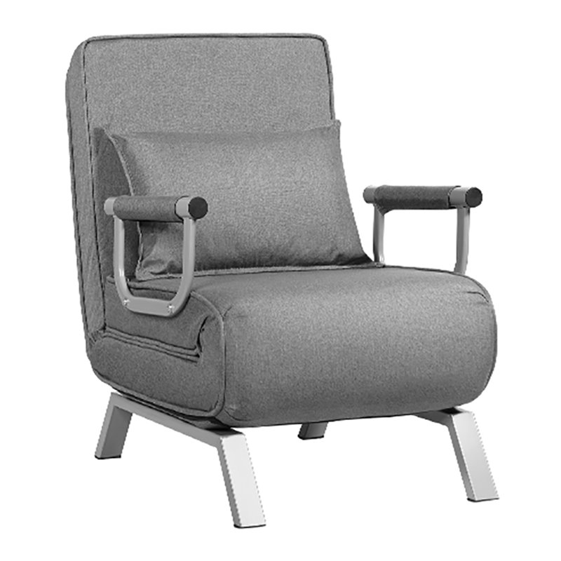 Costway Metal and Sponge 5-Position Folding Sleeper Bed with Pillow Gray