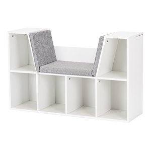 costway particle board multi-purpose kid bookcase with 6 cubby in white