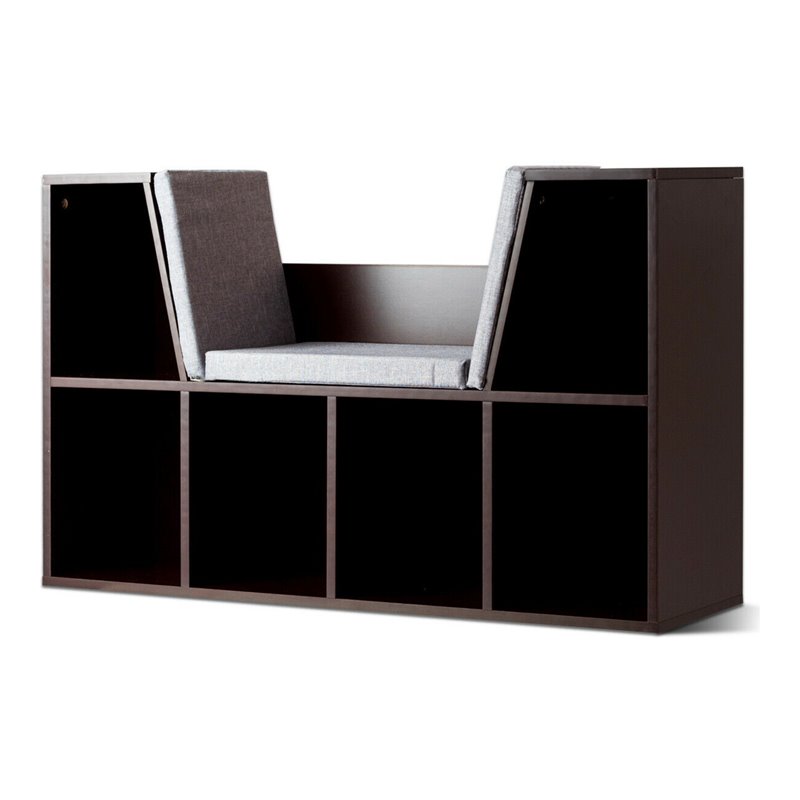 Costway Particle Board Multi-Purpose Kid Bookcase with 6 Cubby in Brown
