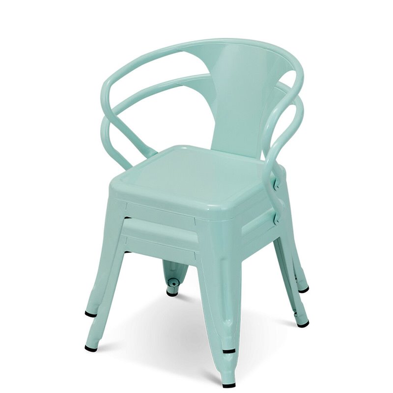 Costway Contemporary Premium Steel Kids Chair in Blue (Set of 2)