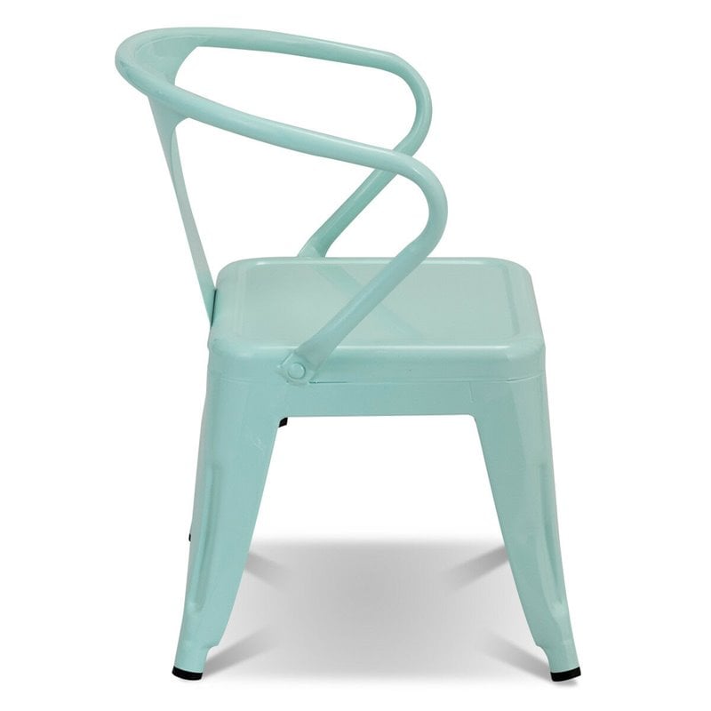 Costway Contemporary Premium Steel Kids Chair in Blue (Set of 2)