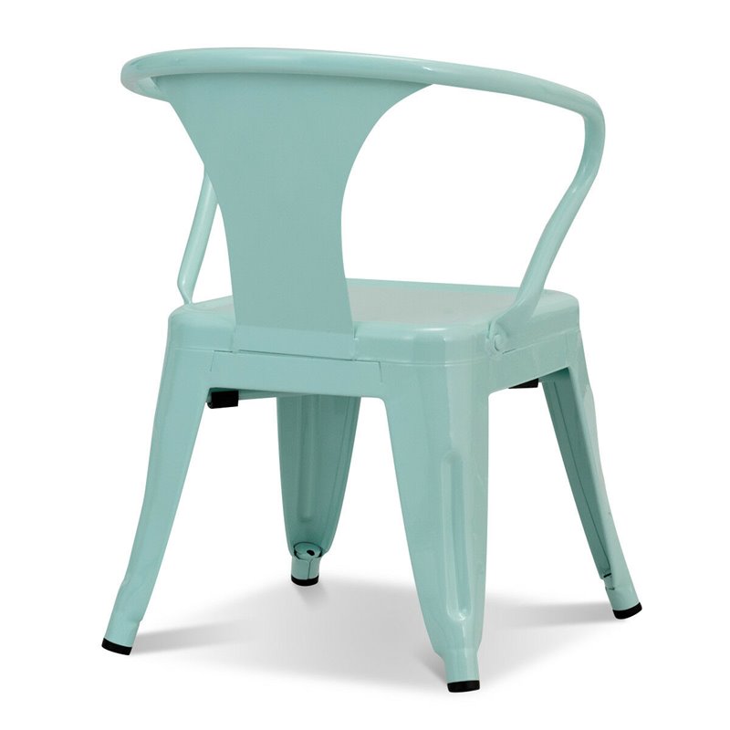 Costway Contemporary Premium Steel Kids Chair in Blue (Set of 2)