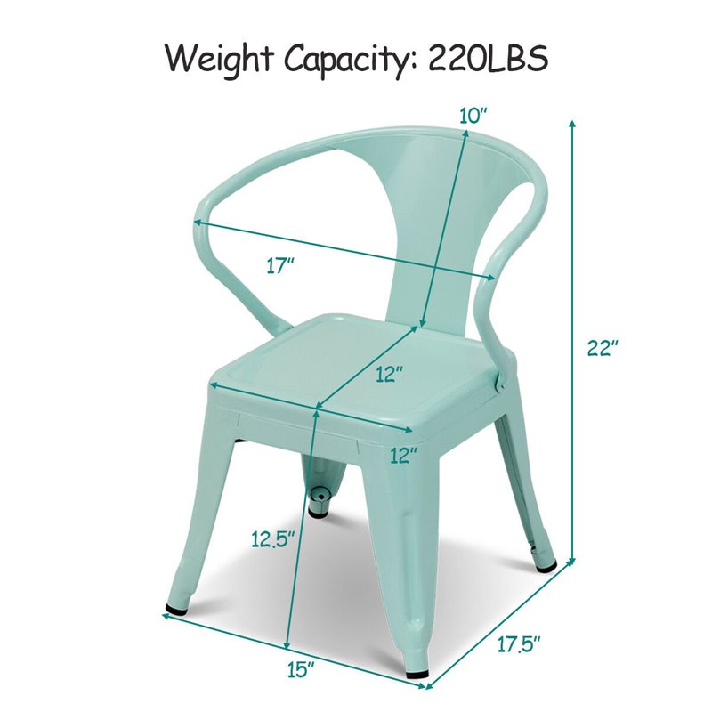 Costway Contemporary Premium Steel Kids Chair in Blue (Set of 2)