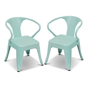 costway contemporary premium steel kids chair in blue (set of 2)