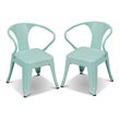 Costway Contemporary Premium Steel Kids Chair in Blue (Set of 2)