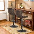 Costway Metal Swivel Bar Stool with Backrest & Footrest in Brown (Set of 2)