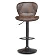 Costway Metal Swivel Bar Stool with Backrest & Footrest in Brown (Set of 2)