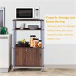 Costway Contemporary Iron Microwave Oven Rack with 3 Shelves in Brown