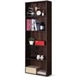 Costway 5-Shelf MDF Veneer Multi-Functional Storage Bookcase in Walnut