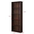 Costway 5-Shelf MDF Veneer Multi-Functional Storage Bookcase in Walnut