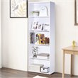 Costway 5-Shelf MDF Veneer Multi-Functional Storage Bookcase in White