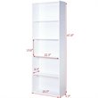 Costway 5-Shelf MDF Veneer Multi-Functional Storage Bookcase in White