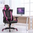 Costway PU Metal Massage Gaming Chair with Lumbar Support & Headrest in Pink
