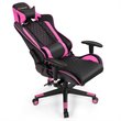 Costway PU Metal Massage Gaming Chair with Lumbar Support & Headrest in Pink