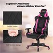 Costway PU Metal Massage Gaming Chair with Lumbar Support & Headrest in Pink