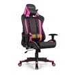 Costway PU Metal Massage Gaming Chair with Lumbar Support & Headrest in Pink