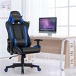 Costway PU Metal Massage Gaming Chair with Lumbar Support & Headrest in Blue