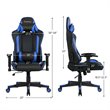 Costway PU Metal Massage Gaming Chair with Lumbar Support & Headrest in Blue