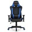 Costway PU Metal Massage Gaming Chair with Lumbar Support & Headrest in Blue