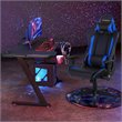Costway PU Metal Massage Gaming Chair with Lumbar Support & Headrest in Blue