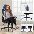 Costway PU Metal Massage Gaming Chair with Lumbar Support & Headrest in Blue