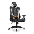 Costway PU Metal Massage Gaming Chair with Lumbar Support & Headrest in White