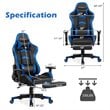 Costway PU and Metal Swivel Massage Gaming Chair with Footrest in Blue