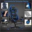 Costway PU and Metal Swivel Massage Gaming Chair with Footrest in Blue