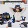 Costway PU and Metal Swivel Massage Gaming Chair with Footrest in Blue