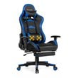 Costway PU and Metal Swivel Massage Gaming Chair with Footrest in Blue