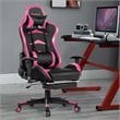 Costway Sponge and Metal Swivel Massage Gaming Chair with Footrest in Pink