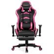 Costway Sponge and Metal Swivel Massage Gaming Chair with Footrest in Pink
