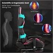 Costway Sponge and Metal Swivel Massage Gaming Chair with Footrest in Pink