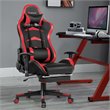 Costway PU and Metal Swivel Massage Gaming Chair with Footrest in Red