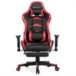 Costway PU and Metal Swivel Massage Gaming Chair with Footrest in Red