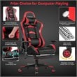 Costway PU and Metal Swivel Massage Gaming Chair with Footrest in Red
