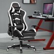 Costway PU and Metal Swivel Massage Gaming Chair with Footrest in White