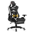 Costway PU and Metal Swivel Massage Gaming Chair with Footrest in White
